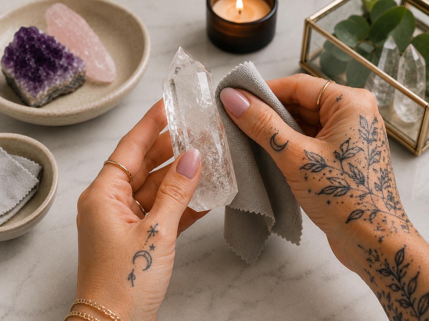 Cleaning Crystal with a Silver Polishing Cloth